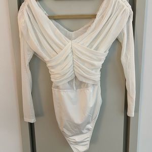 SHEIN White Mesh Bodysuit